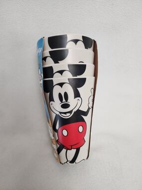 Disney Mickey Mouse 4 Stackable Cups - Black, White & Red (MADE OF BAMBOO)